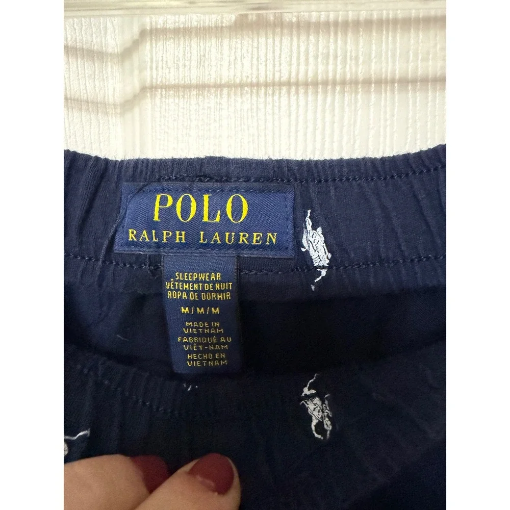 Polo Ralph Lauren Mens Navy Blue‎ Pony Logo Sleepwear Jogger Pants Size Medium